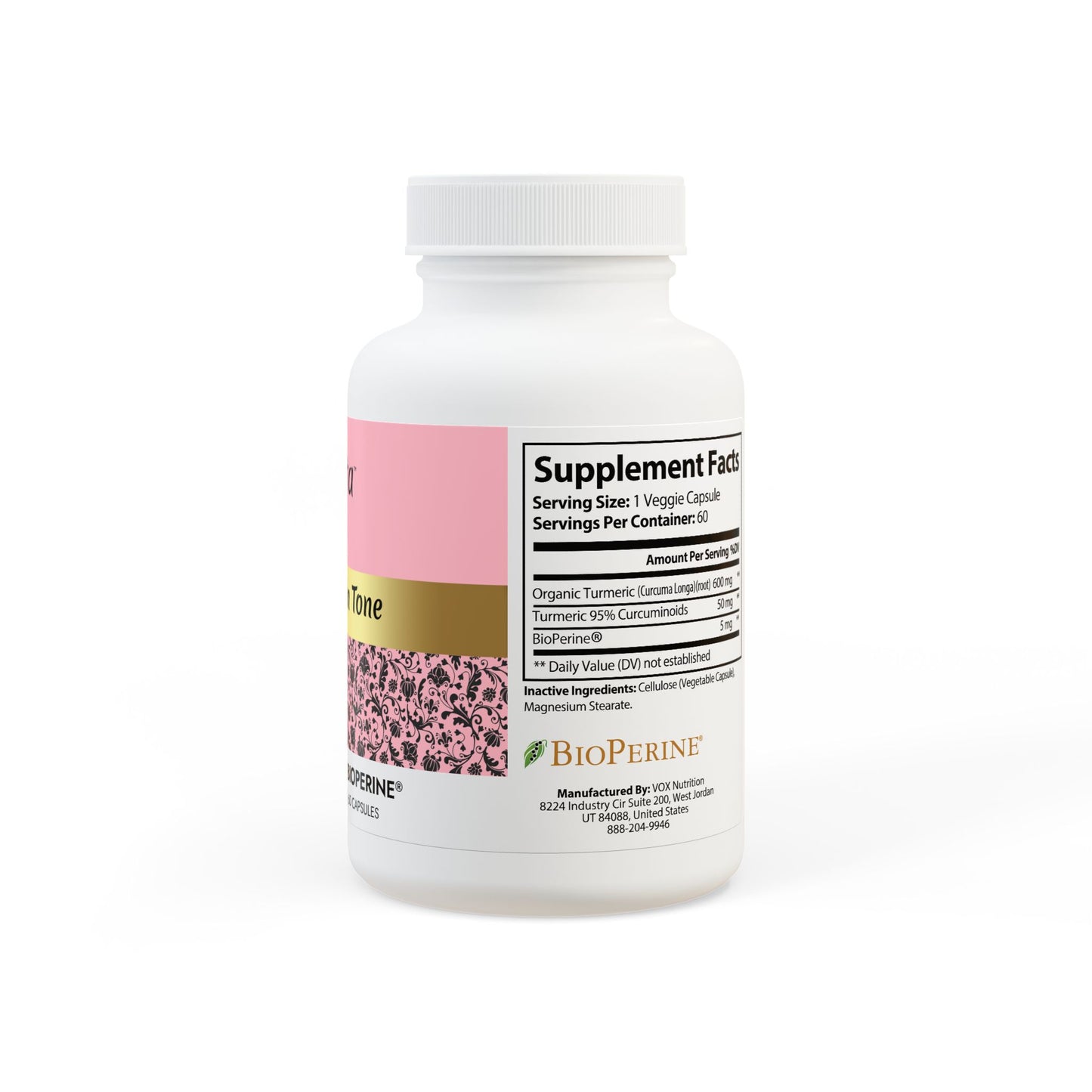 Turmeric with BioPerine® (Black Pepper Fruit Extract) Supplement (60 Capsules)